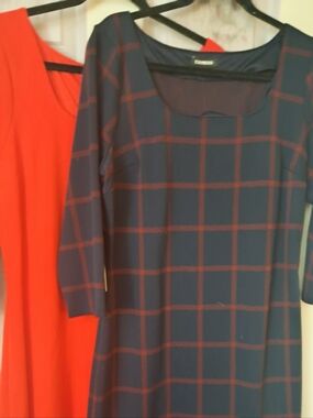 Express Navy Dress~ Red Windowpane Plaid And Classic Red Dress NWT.$20 For Both.